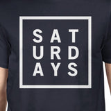 Saturdays Men Navy T-shirts Cute Short Sleeve Tee Typographic Print