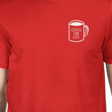 Coffee For Life Pocket Man Red T-shirts Funny Typographic Tee