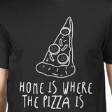 Home Where Pizza Is Men's Black Shirts Funny Graphic T-shirt
