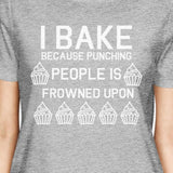 Punching People Is Frowned Upon Woman's Heather Grey Top Cute Tees