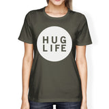Hug Life Women's Dark Grey T-shirt Crew Neck Graphic Tee For Ladies