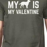 My Dog My Valentine Men's Dark Grey T-shirt Cotton Crew-Neck Shirt