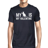 My Cat My Valentine Men's Navy T-shirt Unique Design For Cat Lovers