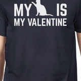 My Cat My Valentine Men's Navy T-shirt Unique Design For Cat Lovers