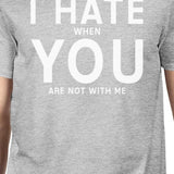I Hate You Men's Grey T-shirt Simple Typography Crew Neck For Men