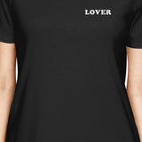Lover Women's Black T-shirt Lovely Design Round-Neck Shirt For Her