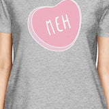 Meh Women's Heather Grey T-shirt Cute Design Creative Gift Ideas