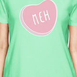 Meh Womens Mint T-shirt Unique Design Heart Graphic Tee For Couples