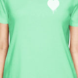 Melting Heart Womens Mint Tshirt Unique Design Simple Graphic Shirt