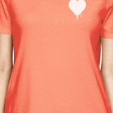 Melting Heart Women's Peach T-shirt Cute Crew-Neck Tee For Couples