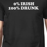 0% Irish 100% Drunk Men's Black T-shirt Funny Irish Graphic Shirt