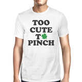 Too Cute To Pinch Men's White T-shirt Round-Neck Patrick's Day Tee