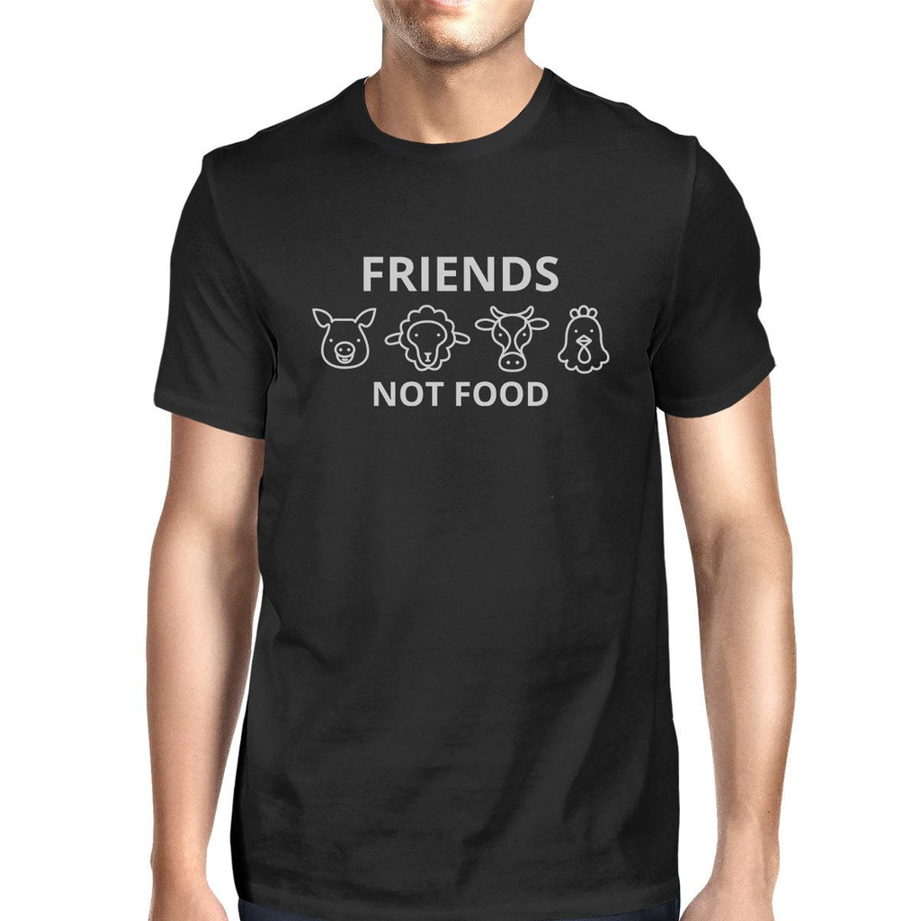 Friends Not Food Mens Black Short Sleeve Cotton Tee Cute Gift Ideas