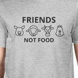 Friends Not Food Mens Gray Roundneck Cotton Graphic Top Gift Ideas