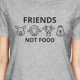 Friends Not Food Gray Women's Untie Graphic Summer Short Sleeve Top