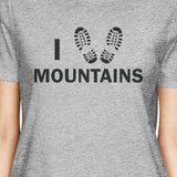 I Heart Mountains Women's Gray Cotton T-Shirt Trendy Graphic Design