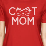 Cat Mom Womens Red Cotton T Shirt Cute Cat Paws Gift For Cat Owners