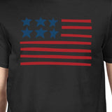 USA Flag Mens Black Graphic T-Shirt Unique Independence Day Tee