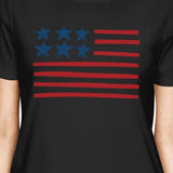 USA Flag Womens Black Graphic T-Shirt Unique Independence Day Tee