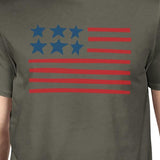 USA Flag Mens Gray Crewneck Graphic Tee Unique 4th Of July T-Shirt