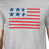 USA Flag Mens Grey Round Neck Tee Unique American Flag Graphic Tee