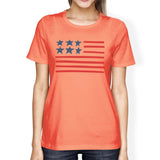 USA Flag Womens 4th Of July Decorative Shirt Cute Short Sleeve Tee