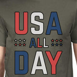 USA All Day Mens Dark Grey Round Neck T-Shirt Patriotic Gift Ideas