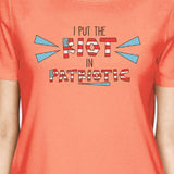 I Put The Riot In Patriotic Women Peach Cute 4th Of July Design Tee
