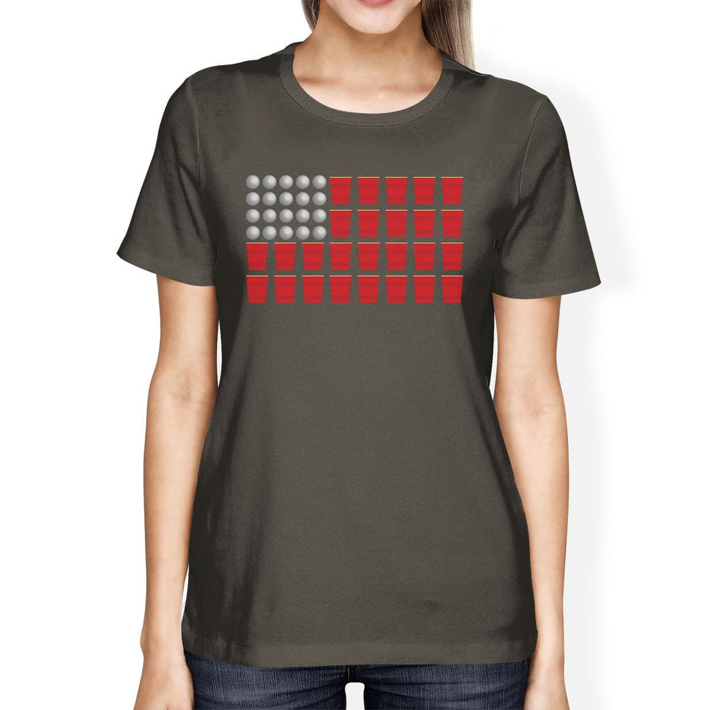 Beer Pong American Flag Humorous Tee Shirt Ideas For Fourth of July