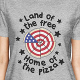 Land Of The Free Pizza Shape American Flag Design Graphic T-Shirt