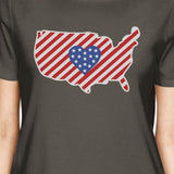 USA Map American Flag Womens Dark Gray T-Shirt For Independence Day