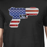 Pistol Shaped American Flag Mens Black T-Shirt For Gun Supporters