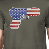 Pistol Shaped American Flag Mens Dark Gray Graphic Cotton Tee Shirt