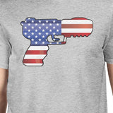 Pistol Shaped Unique American Flag Mens Grey Graphic Tee Round Neck