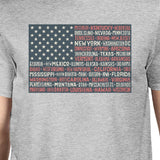 50 States US Flag American Flag Shirt Mens Gray Cotton Graphic Tee