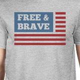 Free & Brave US Flag American Flag Shirt Mens Gray Cotton Tshirt