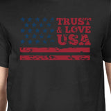 Trust & Love USA American Flag Shirt Mens Black Round Neck Tshirt