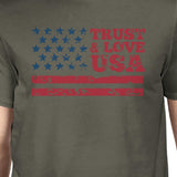 Trust & Love USA American Flag Shirt Mens Dark Grey Round Neck Tee