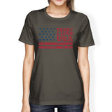 Trust Love USA American Flag Shirt Womens Dark Gray Round Neck Tee