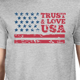 Trust & Love USA American Flag Shirt Mens Gray Round Neck Tshirt
