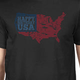 Happy Birthday USA American Flag Shirt Mens Black Graphic T-Shirt