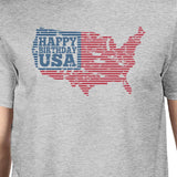 Happy Birthday USA American Flag Shirt Mens Gray Graphic T-Shirt