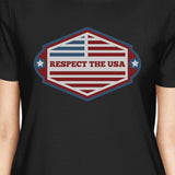 Respect The USA American Flag Shirt Womens Black Short Sleeve Tee