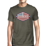 Respect The USA American Flag Shirt Men Dark Grey Short Sleeve Top