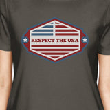 Respect The USA Flag Shirt Womens Dark Gray Short Sleeve T Shirt