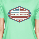 Respect The USA Flag Shirt Womens Mint Short Sleeve T Shirt Gifts