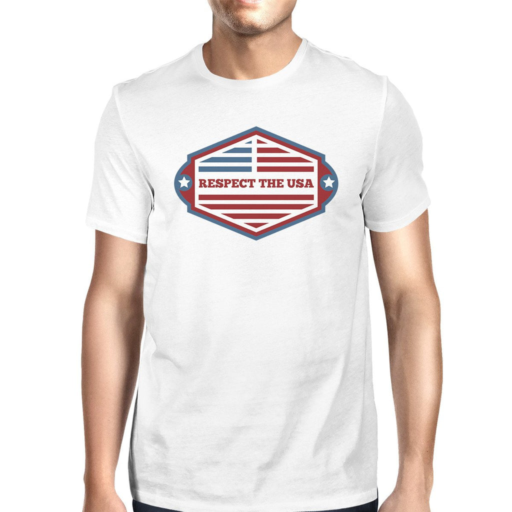 Respect The USA American Flag Shirt Mens White Short Sleeve Tshirt