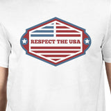 Respect The USA American Flag Shirt Mens White Short Sleeve Tshirt