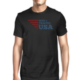 Seek & Travel USA American Flag Shirt Mens Black Cotton Graphic Tee