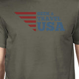 Seek & Travel USA American Flag Shirt Mens Grey Cotton Graphic Tee